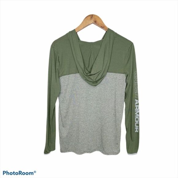 Under Armour Green Gray 1/4 Zip Hoodie YXL - Picture 2 of 5
